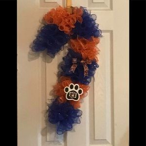 Auburn candy cane deco mesh wreath